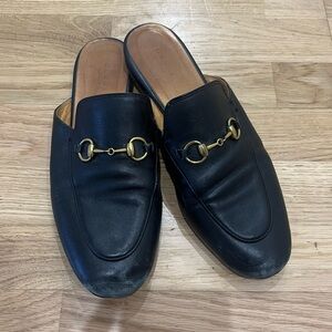 Gucci Black Leather Horsebit Mules